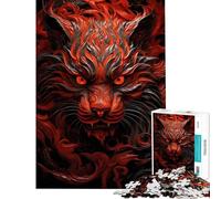 Puzzles for Teenagers 1000 Piece Fierce Red Tiger Help The Brain Exercise Difficult Hard Family Game Suitable for People Aged 14 And Above (50x75cm)