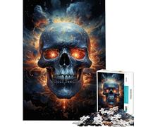 Puzzles for Teenagers 1000 Piece Fiery Skull Help The Brain Exercise Difficult Hard Family Game Suitable for People Aged 14 And Above (50x75cm)