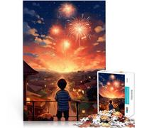 Puzzles for teenagers 1000 Piece Fireworks bloom Spielzeug-Intellektuelles Spiel mit passendem Poster und Quizblatt75x50cm