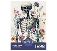 Puzzles for Teenagers 1000 Piece Floral Skeleton 1 Puzzles for Adults Brain Teaser Game Improve Memory Fun Activities at Home 52x38cm/1000pcs