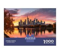 Puzzles for Teenagers 1000 Piece Frankfurt Skyline at Sunset Jigsaw Puzzle Relaxing Games Difficult Challenge Fun Activities at Home 38x26cm/1000pcs