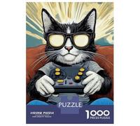 Puzzles for Teenagers 1000 Piece Funny Retro Gamer Cat 01 Puzzles for Adults Brain Teaser Game Improve Memory Fun Activities at Home 70x50cm/1000pcs