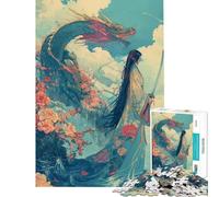Puzzles for Teenagers 1000 Piece Geisha Samurai Dragon Help The Brain Exercise Difficult Hard Family Game Suitable for People Aged 14 And Above (50x75cm)