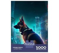 Puzzles for Teenagers 1000 Piece German Shepherd Futuristic Puzzles for Adults Brain Teaser Game Improve Memory Fun Activities at Home 70x50cm/1000pcs