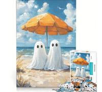 Puzzles for Teenagers 1000 Piece Ghost Couple on The Beach, Impossible Game, Difficult Challenge, Unique Birthday And Gifts 38x52cm