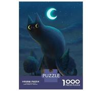 Puzzles for Teenagers 1000 Piece Giant Night Cat Puzzles for Adults Toy Wall Decor Analysis And Logic Challenging Game Gifts 52x38cm/1000pcs