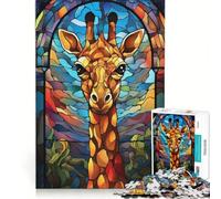 Puzzles for Teenagers 1000 Piece Giraffe Stained Glass, Impossible Game, Difficult Challenge, Unique Birthday And Gifts 38x52cm