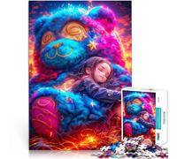 Puzzles for teenagers 1000 Piece Girl Sleeping with Giant Teddy Bear Entspannungsspiele Ein Kunstwerk38x26cm