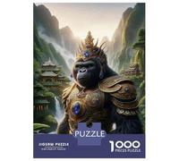 Puzzles for Teenagers 1000 Piece Golden Gorilla Armor Statue Jigsaw Puzzle Brain Teaser Game Presents for Women Christmas Birthday Gifts 38x26cm/1000pcs