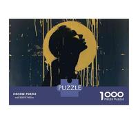 Puzzles for Teenagers 1000 Piece Golden Moonlit Profile Art Print Jigsaw Puzzle Relaxing Games Difficult Challenge Fun Activities at Home 38x26cm/1000pcs