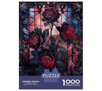 Puzzles for Teenagers 1000 Piece Gothic Black Roses Jigsaw Puzzle Brain Teaser Game Presents for Women Christmas Birthday Gifts 52x38cm/1000pcs