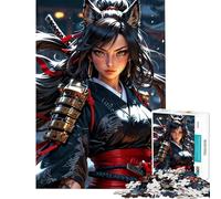 Puzzles for Teenagers 1000 Piece Guardian of The Blade︰ Fierce Samurai Fox Help The Brain Exercise Difficult Hard Family Game Suitable for People Aged 14 And Above (38x52cm)
