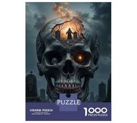 Puzzles for Teenagers 1000 Piece Halloween Horror Skull Decorations Jigsaw for Adults Brain Teaser Game Analysis And Logic Challenging Game Gifts 38x26cm/1000pcs
