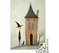 Puzzles for Teenagers 1000 Piece Halloween Witch House Print Jigsaws for Adults Relax Games Perfect Decoration Challenging Game Gifts 52x38cm/1000pcs