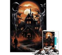 Puzzles for Teenagers 1000 Piece Haunted House Under A Full Moon Fun at Home Activities, Wall Art Educational Games Suitable for People Aged 14 And Above (38x26cm)