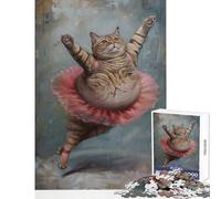 Puzzles for Teenagers 1000 Piece Hilarious Fat Ballet Cat Home Decoration Toys Funny Gift Educational Game Fun at Home Activities, Size 50x75cm