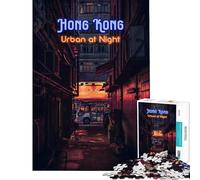 Puzzles for Teenagers 1000 Piece Hong Kong Night Alley Jigsaw 1000 Pieces Educational Toy Difficult Challenge Christmas Birthday Gifts (50x75cm)