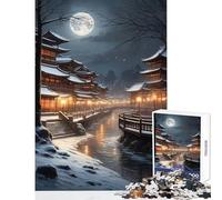 Puzzles for Teenagers 1000 Piece Japan Winter Landscape Fun Interactive Family Experience Wonderful Holiday Giftsing Choice (38X52cm)