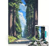 Puzzles for Teenagers 1000 Piece Japanese Forest Road to Nikko, Relaxing Games, Difficult Challenge, Artists Collection, Fine Art (50x75cm)
