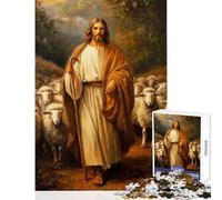 Puzzles for Teenagers 1000 Piece Jesus Christ The Good Shepherd Painting Educational Game Analysis And Logic Home Decoration Toys Unique Gifts for Birthday And Christmas (38X52cm)