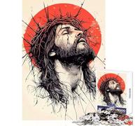 Puzzles for Teenagers 1000 Piece Jesus Christ with Crown Thorns Educational Games Learning Educational Toy Wall Decor Train Your Brain And Hands (50x75cm)