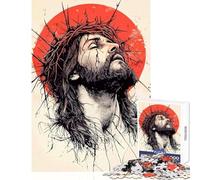 Puzzles for Teenagers 1000 Piece Jesus Christ with Crown Thorns Educational Games Learning Educational Toy Wall Decor Train Your Brain And Hands (38x26cm)