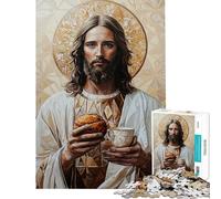 Puzzles for Teenagers 1000 Piece Jesus with Bread And Chalice Puzzles for Adults Family Games Difficult Challenge Fun Activities at Home (Size 38x52cm)