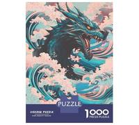 Puzzles for Teenagers 1000 Piece Kanagawa Dragon Asian Puzzles for Adults Brain Teaser Game Improve Memory Fun Activities at Home 38x26cm/1000pcs