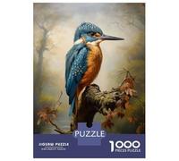 Puzzles for Teenagers 1000 Piece Kingfisher Bird Painting Art Print Jigsaw Puzzle Relaxing Games Difficult Challenge Fun Activities at Home 52x38cm/1000pcs