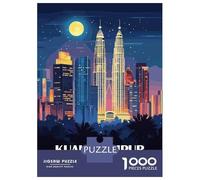 Puzzles for Teenagers 1000 Piece Kuala Lumpur Cityscape at Night Jigsaw Puzzle Brain Teaser Game Presents for Women Christmas Birthday Gifts 70x50cm/1000pcs