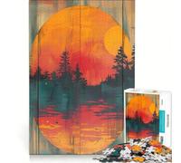 Puzzles for Teenagers 1000 Piece Lakeside Forest Sunset Educational Game Difficult Hard Artists' Collection Fine Arts 38x52cm