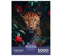 Puzzles for Teenagers 1000 Piece Leopard Green Jungle Roses Puzzles for Adults Toy Wall Decor Analysis And Logic Challenging Game Gifts 52x38cm/1000pcs