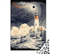 Puzzles for Teenagers 1000 Piece Lighthouse Coastal Scene-2 Puzzles for Adults Brain Teaser Game Improve Memory Fun Activities at Home 52x38cm/1000pcs