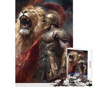 Puzzles for Teenagers 1000 Piece Lion And Warrior Epic Clash Fun Interactive Family Experience Wonderful Holiday Giftsing Choice (38X52cm)