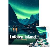 Puzzles for Teenagers 1000 Piece Lofoten Islands, Norway, Northern Lights Learning Educational Toys Family Game for The Whole for Women Men (Size 38x26cm)