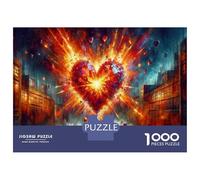 Puzzles for Teenagers 1000 Piece Love Explodes Heart-Shaped Fireworks Display Adult Jigsaw Puzzle Family Games A Work of Art Christmas Birthday Gifts 70x50cm/1000pcs