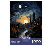 Puzzles for Teenagers 1000 Piece Magical Night Sky Village Scene Jigsaw for Adults Brain Teaser Game Analysis And Logic Challenging Game Gifts 70x50cm/1000pcs