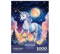 Puzzles for Teenagers 1000 Piece Magical Unicorn Under The Moonlight Puzzles for Adults Toy Wall Decor Analysis And Logic Challenging Game Gifts 38x26cm/1000pcs