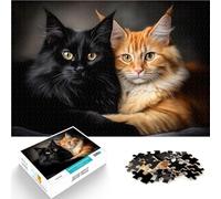 Puzzles for teenagers 1000 Piece Maine Coon Black and Orange Cats Für Familienspaß Heimdekoration Spielzeug75x50cm