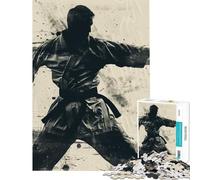 Puzzles for Teenagers 1000 Piece Martial Arts Silhouette Fun Activities at Home Home Art Decor Educational Games Suitable for People Aged 14 And Above (38x52cm)