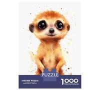 Puzzles for Teenagers 1000 Piece Meerkat Watercolor Jigsaw Puzzle Brain Teaser Game Presents for Women Christmas Birthday Gifts 38x26cm/1000pcs