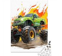 Puzzles for Teenagers 1000 Piece Monster Truck with Flames Jigsaw for Adults Brain Teaser Game Analysis And Logic Challenging Game Gifts 70x50cm/1000pcs