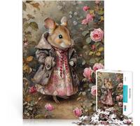 Puzzles for teenagers 1000 Piece Mrs. Tittlemouse in a Rose Garden Entspannungsspiele Wohnkunstdekor38x26cm