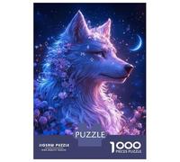 Puzzles for Teenagers 1000 Piece Mystical Wolf with Flowers Jigsaw Puzzle Brain Teaser Game Presents for Women Christmas Birthday Gifts 70x50cm/1000pcs