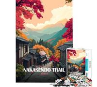 Puzzles for Teenagers 1000 Piece Nakasendo Trail Japan Autumn Landscape Educational Games Learning Educational Toys Great Gifts And Toys Learning Educational (size 50x75cm)