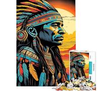 Puzzles for Teenagers 1000 Piece Native American Chief Puzzle for Adults Fun Games Improve Memory Unique Birthday And Xmas Gifts (Size 38x52cm)
