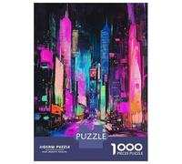 Puzzles for Teenagers 1000 Piece Neon Cityscape Crayon Scratch Art Puzzles for Adults Brain Teaser Game Improve Memory Fun Activities at Home 70x50cm/1000pcs