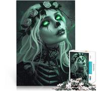 Puzzles for teenagers 1000 Piece Neon Green Zombie Princess Pattern assembly for is ideal as a gift for the whole family 26x38cm