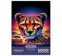 Puzzles for Teenagers 1000 Piece Neon Leopard Wall Art Print Jigsaws for Adults Toy Wall Decor Perfect Decoration Unique Birthday And Xmas Gifts 38x26cm/1000pcs