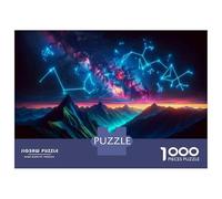 Puzzles for Teenagers 1000 Piece Neon Mountains Sunset Art Print Jigsaws for Adults Toy Wall Decor Perfect Decoration Unique Birthday And Xmas Gifts 52x38cm/1000pcs